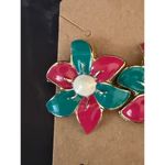 Retro Floral Power Earrings Pink & Teal Petal Perfection! Photo 1