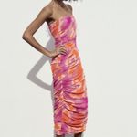 ZARA dress tulle bodycon mesh corsety midi pink party shower wedding Photo 9