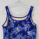 L.L.Bean Floral Swim Tankini Top Swimsuit Blue White Casual Comfort Size 22 Photo 4