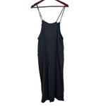 Easel Los Angeles Womens Medium Black Textured Wide Leg Jumpsuit Overalls Cotton Photo 4