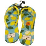 Kate Spade New York Lemon Print Flip Flops Sandals Size 11 Yellow Blue Photo 6