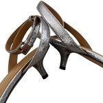 Tory Burch Elana Leather Sandals Kitten Heel Ankle strap Silver Sz 9 preppy chic Photo 10