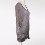 Metallic Open Knit Tunic Sweater Made in USA Size Medium Large Brown Photo 5