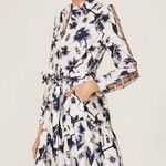 OSMAN YOUSEFZADA COLLECTIVE Blue White Floral Cutout Sleeves Shirt Size 10 FLAW Photo 0