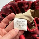 Aqua Madonna Red Leather Bucket Drawstring Bag Photo 13