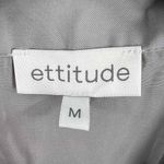 ETTITUDE Pajama Shirt Fog Satin Short Sleeve Button Down Women Medium New Gray Photo 2