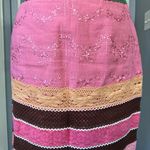 Boston Proper  Pink Striped Floral Embroidered‎ Crochet Lace Preppy Boho Skirt Photo 1