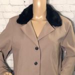 Cimmaron Dress Vintage 1990s Tan Blazer Faux Fur Collar 16P Petite Photo 1