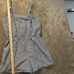 Old Navy  Romper Womens Large Linen Shorts Striped Blue White Pockets Beach Coast Photo 6