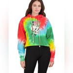 Ed Hardy Women’s  Skull Rose Tie Dye French Terry Cropped Hoodie Size M Photo 1