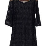 Gretchen Scott Crocheted Eyelet Tunic Swim Beach Cover Up Dress Medium Black Photo 0