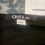 Onyx Nite  black v neck asymmetric ruched dress 12/L
 Photo 7