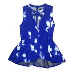 Proenza Schouler Size 6  Blue Pattern Cross Front Blouse "Cady" Photo 0