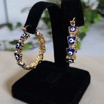 Gold Filled Hoop Earrings Evil Eye Butterfly Blue Photo 3