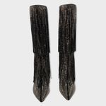 INC International Concepts Is Black and Silver Bling Fringe Heeled Boots Sz 7.5M Photo 6