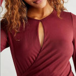 Free People FP BEACH Vance Mini Dress in Bordeaux size Medium NWT Photo 6