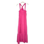 ALLIE & ROSE Hot Pink Textured Halter Neck Tiered Maxi Dress Women's Large Photo 2