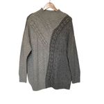 Vera Wang Simply  gray color block mock neck rib cable knit pullover sweater XL Photo 8