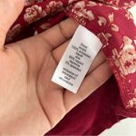 Maurice's 🦋  Red Floral V-Neck Quarter Zip Lace Back 3/4 Sleeve Blouse Small Photo 3