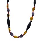 Vintage 80’s glass and acrylic tribal bright fun necklace Yellow Photo 0