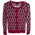 Talbots  Merino Wool  Crewneck Button Closure Cardigan burgundy Argyle size P Photo 0
