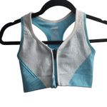 AVA Sports Bra Womens Size S Light Blue White Ribbed Racerback Athletic Workout Size undefined Photo 1