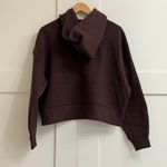 Everlane Cropped Luxe Fleece Hoodie in Dark Chocolate, Size Small Photo 8