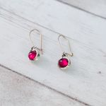 Vintage Dangle Earrings for Pierced Ears Red & Gold Tone Dainty Photo 3