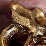 Vintage 80s Donald Stannard 3D Purple And Gold Bow Enamel Clip Photo 6