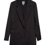 Joie  Womens Long Length Satin Crepe Unstructured Lined Blazer Black EUC 4 Small Photo 0