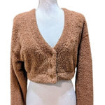 PINK - Victoria's Secret  Tan Sherpa Cropped Cardigan Medium Photo 0
