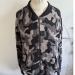 Barefoot Dreams Camo Zip Jacket S CozyChic Soft Knit Bomber Coat Black Gray Photo 1