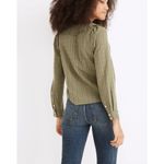 Madewell  Ruffle-Collar Button-Up Shirt in Syril Plaid Women 2 Olive Green Cotton Photo 2