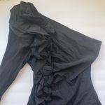 Robert Rodriguez NWT women’s black silk floral ruffled one sleeve blouse, size 4 Photo 2