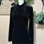 Eloquent Drama Black Velvet Mock Neck Midi Dress Size L Photo 2