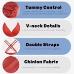 One Piece COCOPEAR Women's V Neck Tummy Control Swimsuit Ruched High Waist Swimw Photo 4