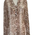 EXPRESS  Women Size XS Animal Print Brown Peach Button Up Shirt (25-2) Photo 0