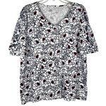 kim rogers Curvy Floral V-neck Short Sleeve Blouse 2X Photo 0