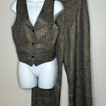 Jason Wu  Brown Shimmery Plaid Vest Size M and Trousers Size 2 Photo 0