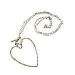 Large Silver Hammered OpenHeart Pendant Necklace 32" Silver Toggle Chain Photo 5