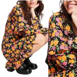 Topshop NEW  Rose Ruffled Long Sleeve Mini Wrap Dress Floral Spring Size 6 Photo 3