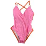Kate Spade Kate Spade Plunging V-Neck One Piece Swimsuit Pink Orange Small Photo 3