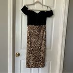 Dress the Population  Bailey Sequin Dress Womens‎ XS Black Gold Bodycon Midi NWOT Photo 2