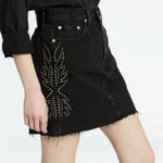 Levi’s Destructed Denim Mini Skirt | Size 27 Button Fly | Studded | Distressed Black Photo 0