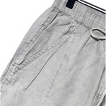 Nicole Miller Gray Linen Straight Leg Loose Fit Drawstring Pant Small EUC Photo 1