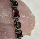 aCleoni Garnet, Smokey Quarts & Sterling Silver Bracelet Red Photo 2