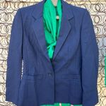 Vintage 80s Mary Kay Navy Blue Green Blazer Slinky Blouse and Tank Set 2P Photo 0
