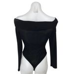 Naked Wardrobe  Black Velvet Velour Off Shoulder Long Sleeve Bodysuit Top Size S Photo 1