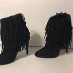 ZARA  fringed suede leather black heeled ankle booties size 36 / US 6 Photo 1