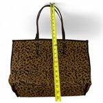 Anthropologie  Leopard Print Tote Bag‎ Large Shopper Travel Work Brown Black Photo 3
